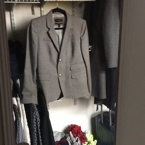 Gray schoolboy blazer with gold buttons by J.Crew